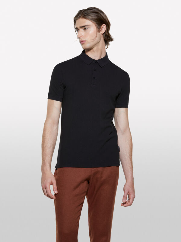 Schwarzes Poloshirt aus 100% Baumwolle - polo für herren | Sisley