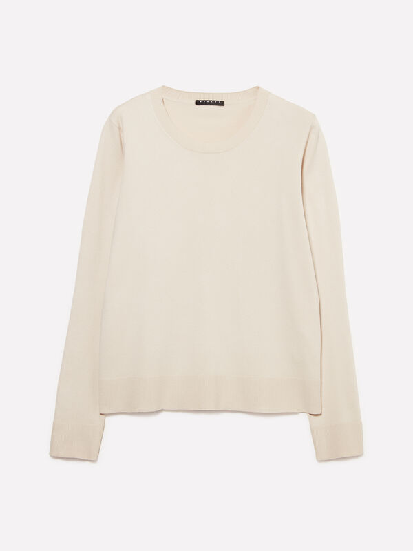 Beigefarbener Pullover mit Rundhalsausschnitt Beigefarbener Pullover mit Rundhalsausschnitt - rundhalspullover für damen | Sisley