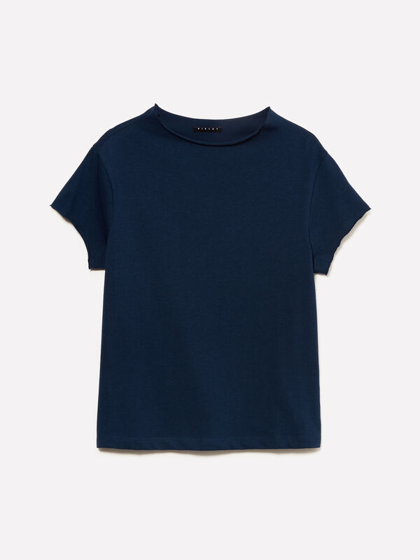Dunkelblaues Neckholder-T-Shirt Dunkelblaues Neckholder-T-Shirt - kurzärmeliges t-shirt für damen | Sisley