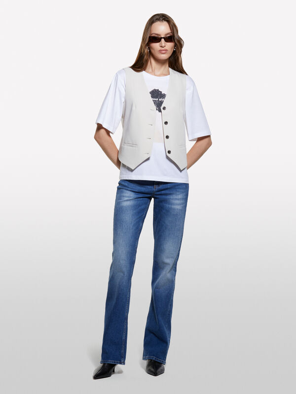 Beige Weste im Slim Fit - westen und pullunder für damen | Sisley