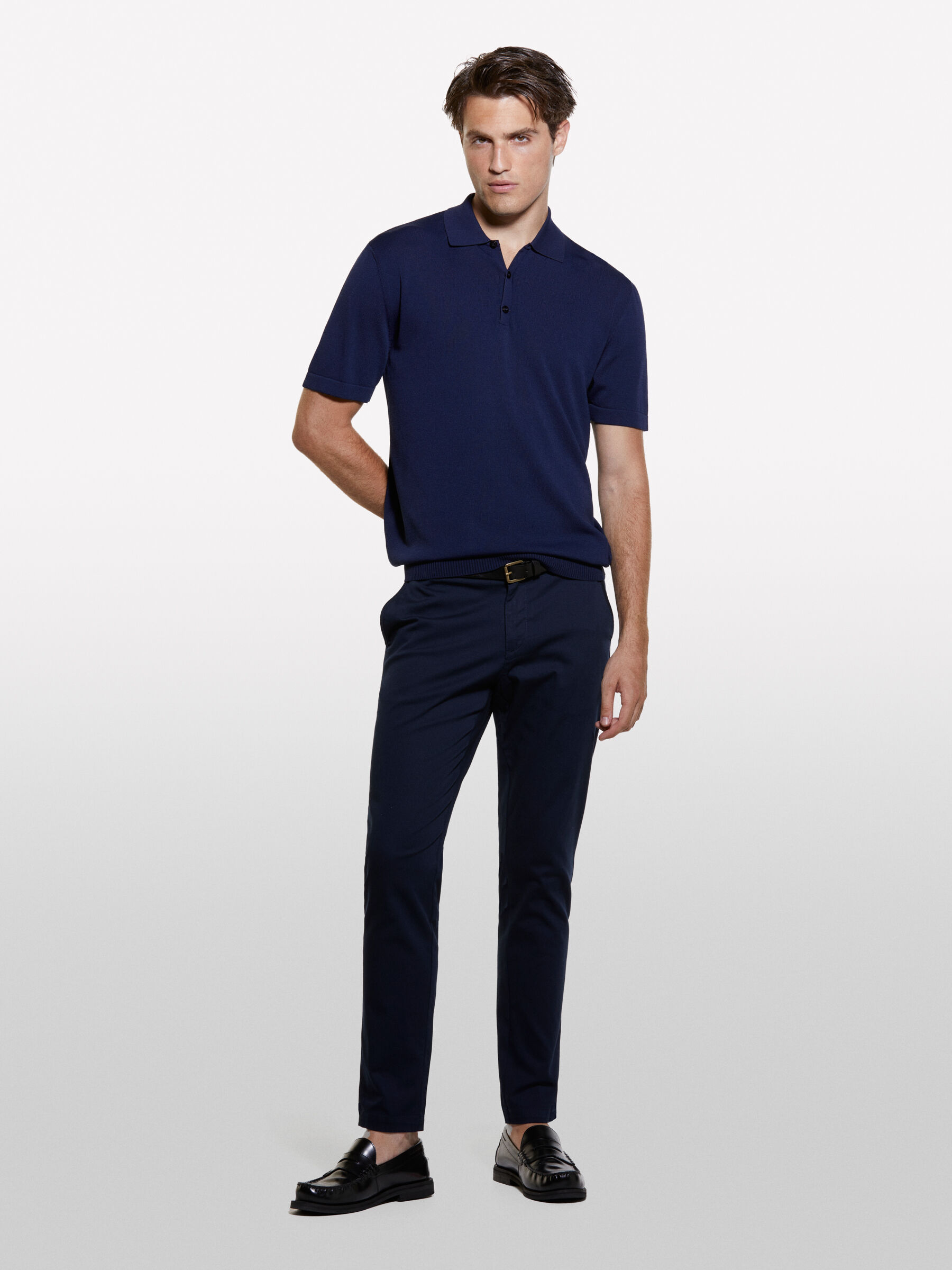 Dunkelblaue Chinohose slim fit, Dunkelblau - Sisley