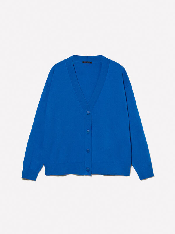 Blauer Cardigan mit V-Ausschnitt - cardigans f&uuml;r damen | Sisley