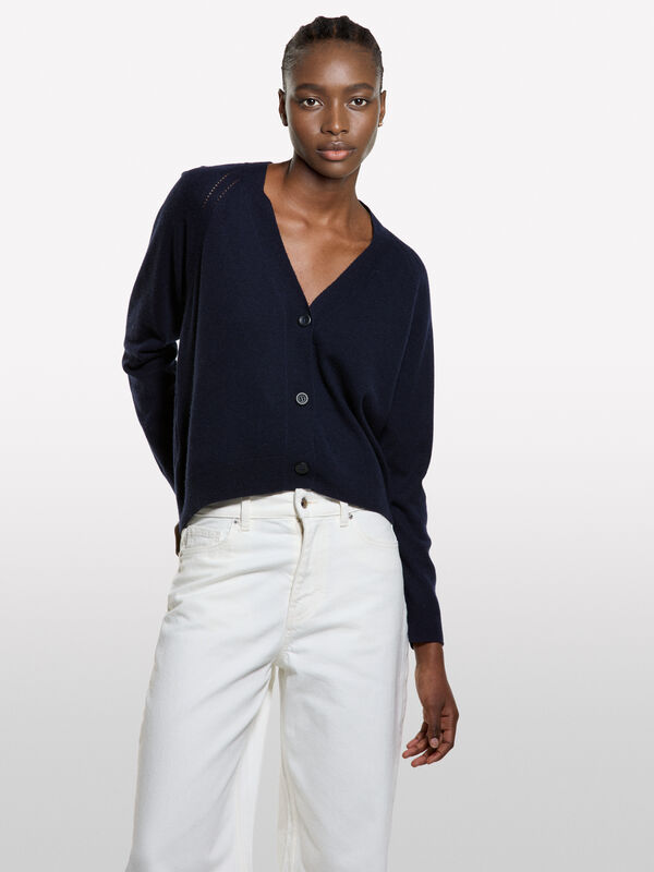 Oversize-Strickjacke in Dunkelblau - cardigans f&uuml;r damen | Sisley