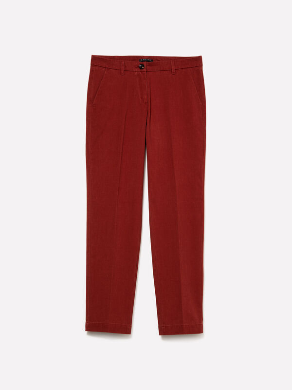 Ziegelrote Zigaretten-Chinos - chino hosen für damen | Sisley