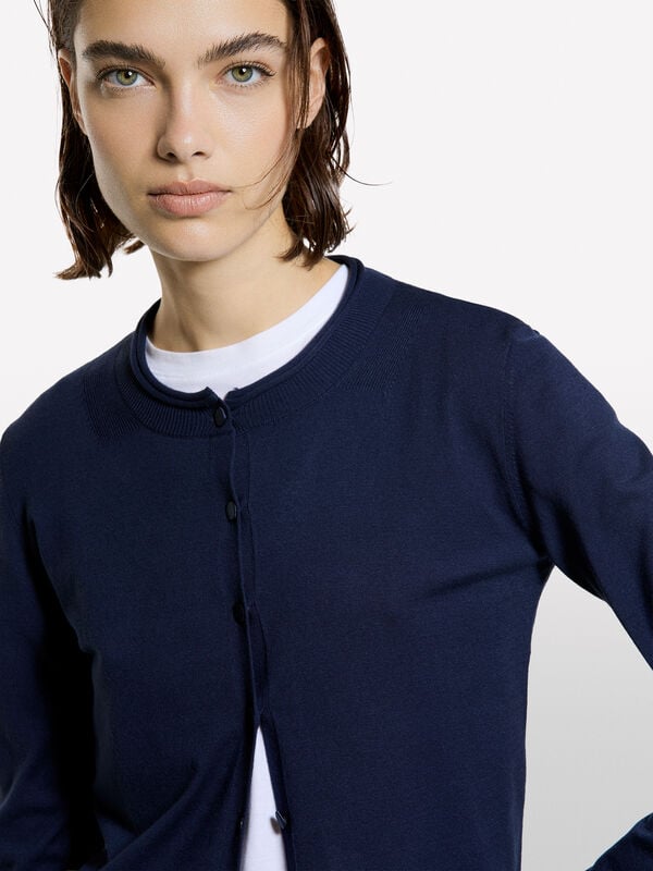 Marineblaue Strickjacke mit normaler Passform - cardigans f&uuml;r damen | Sisley