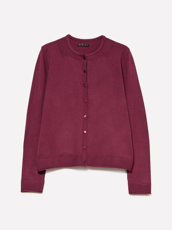 Burgunderfarbene Strickjacke in normaler Passform - cardigans für damen | Sisley