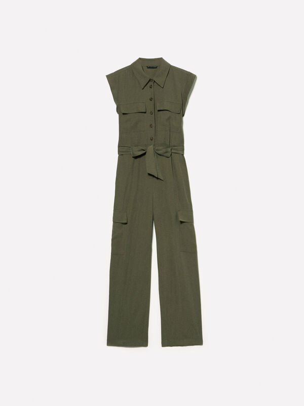 Armeegrüner Cargoanzug - overalls jumpsuits für damen | Sisley