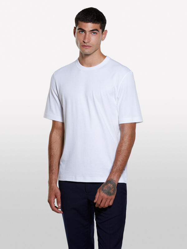 Weißes T-Shirt mit normaler Passform - kurzärmeliges t-shirt für herren | Sisley