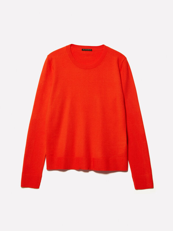 Roter Pullover mit Rundhalsausschnitt  Roter Pullover mit Rundhalsausschnitt  - rundhalspullover für damen | Sisley