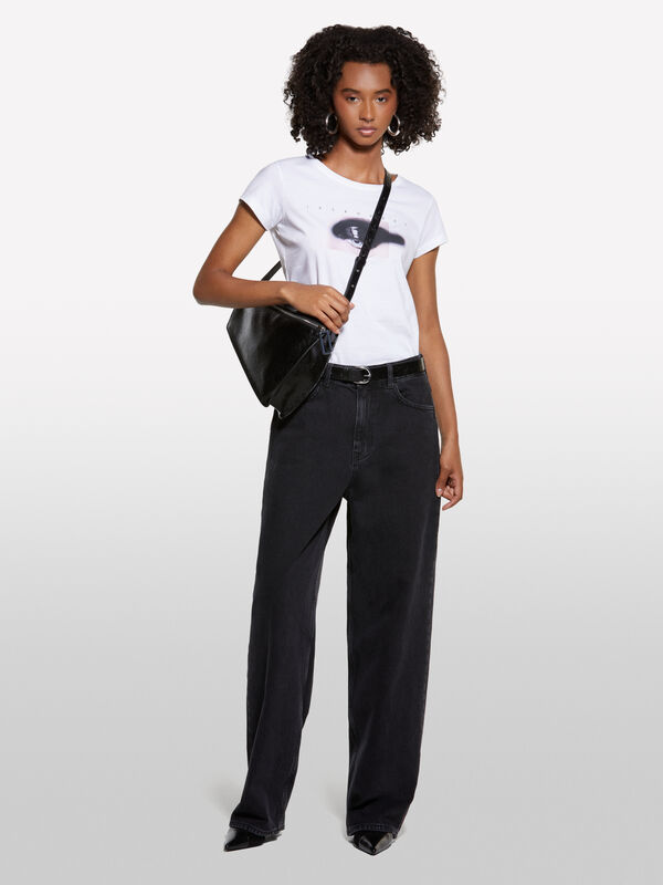 Schwarze Baggy-Fit-Jeans - weite jeans für damen | Sisley