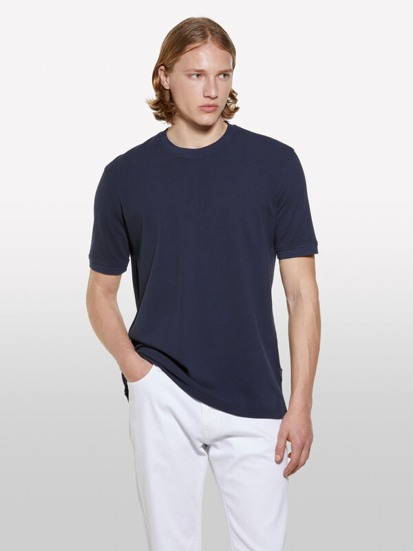 Dunkelblaues Kurzarm-T-Shirt - kurzärmeliges t-shirt für herren | Sisley