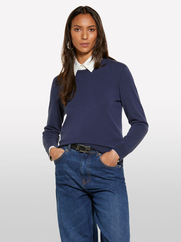 Pullover mit Rundhalsausschnitt in Dunkelblau - rundhalspullover für damen | Sisley
