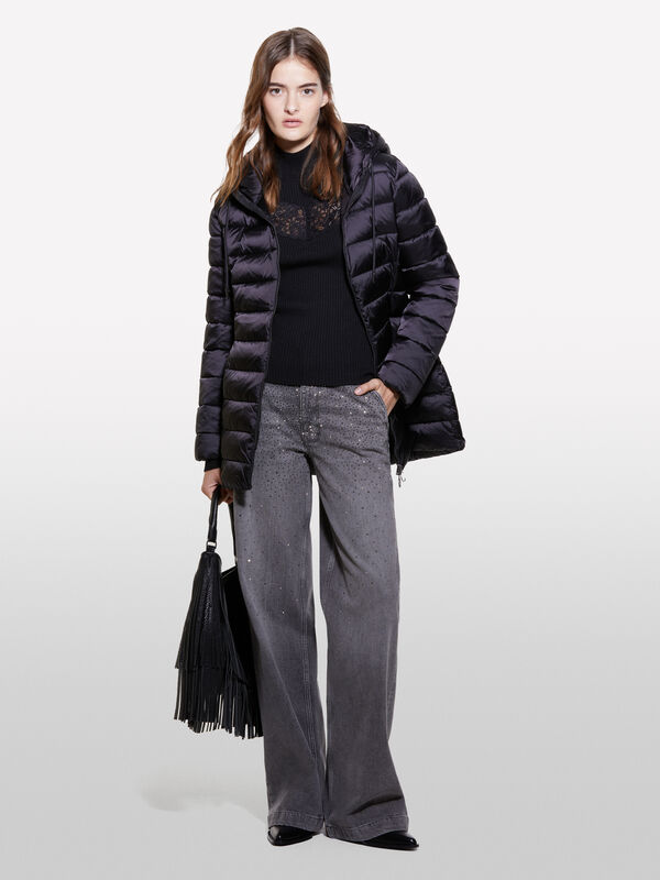 Wattierte Jacke aus Nylon in Schwarz - daunenjacken und wattierte jacken für damen | Sisley