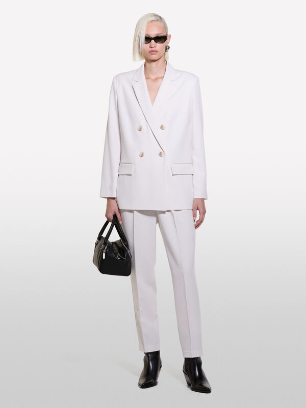 Zweireihiger creme-weißer Blazer - blazer für damen | Sisley