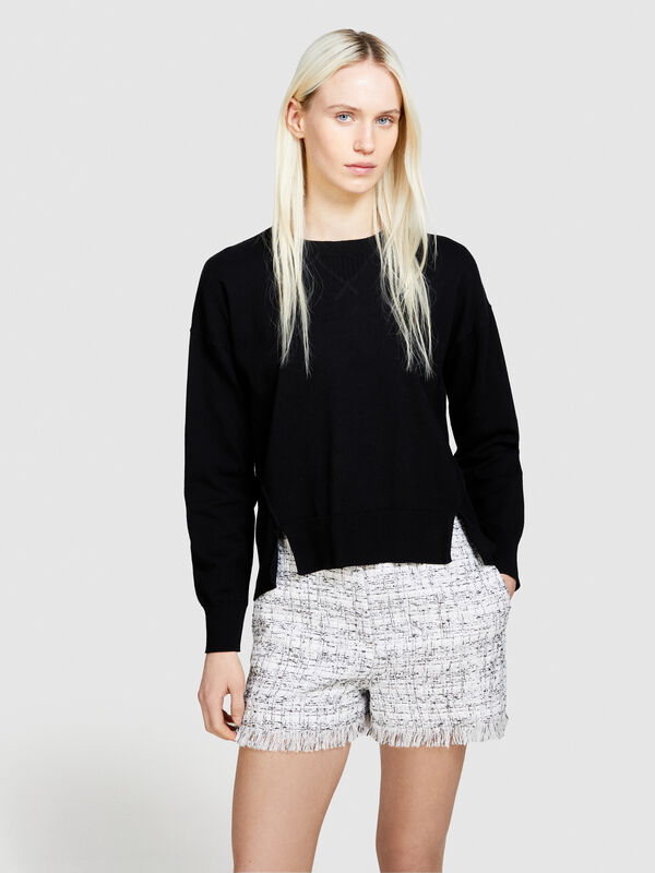 Pullover mit Schlitzen - rundhalspullover für damen | Sisley