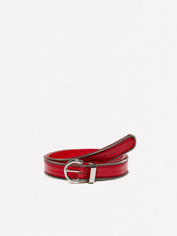 Roter Gürtel mit Reißverschluss - gürtel für damen | Sisley