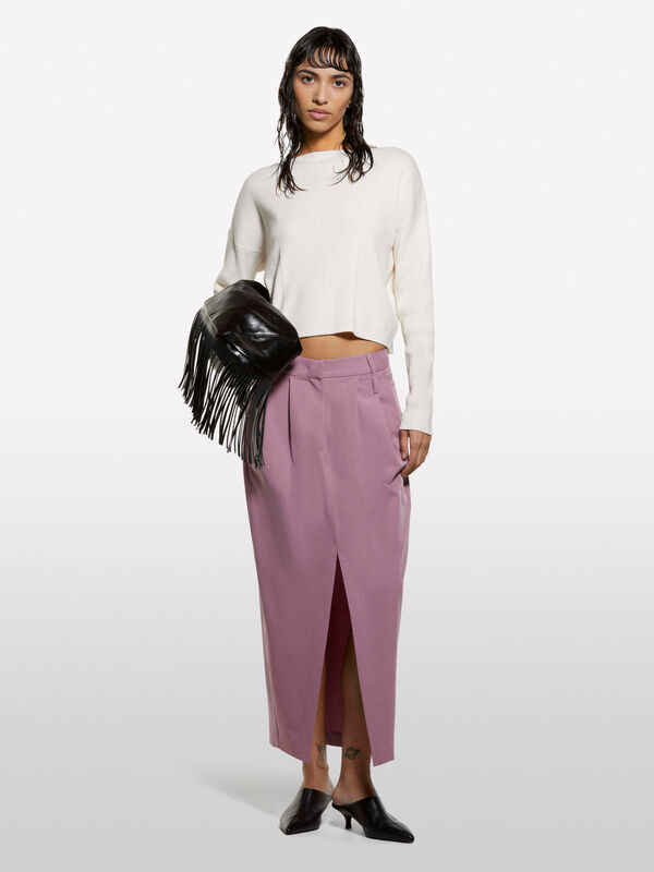 Cremeweißer Pullover mit U-Boot-Ausschnitt - pullover u-bootausschnitt für damen | Sisley