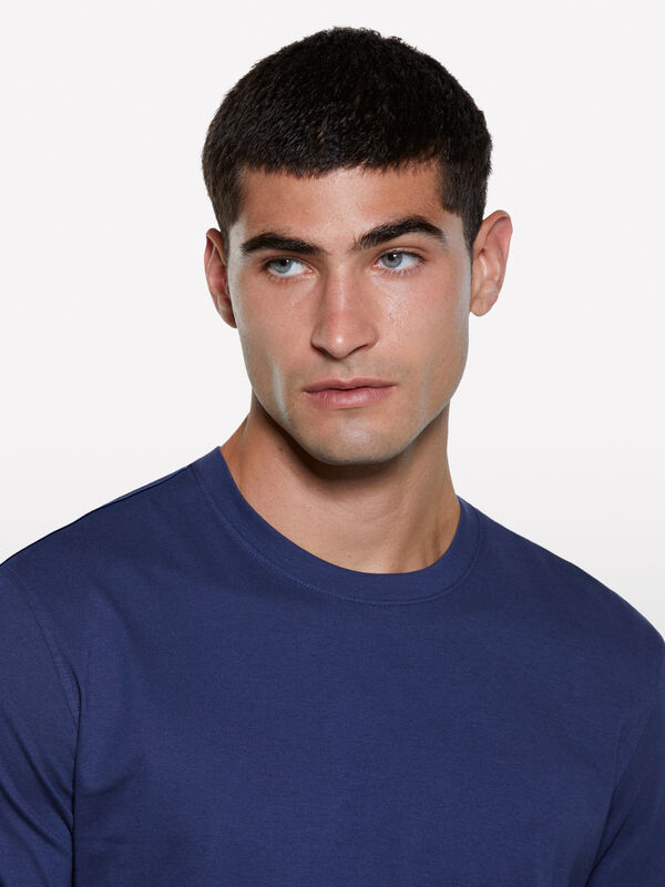 Blaues Kurzarm-T-Shirt mit normaler Passform - kurzärmeliges t-shirt für herren | Sisley