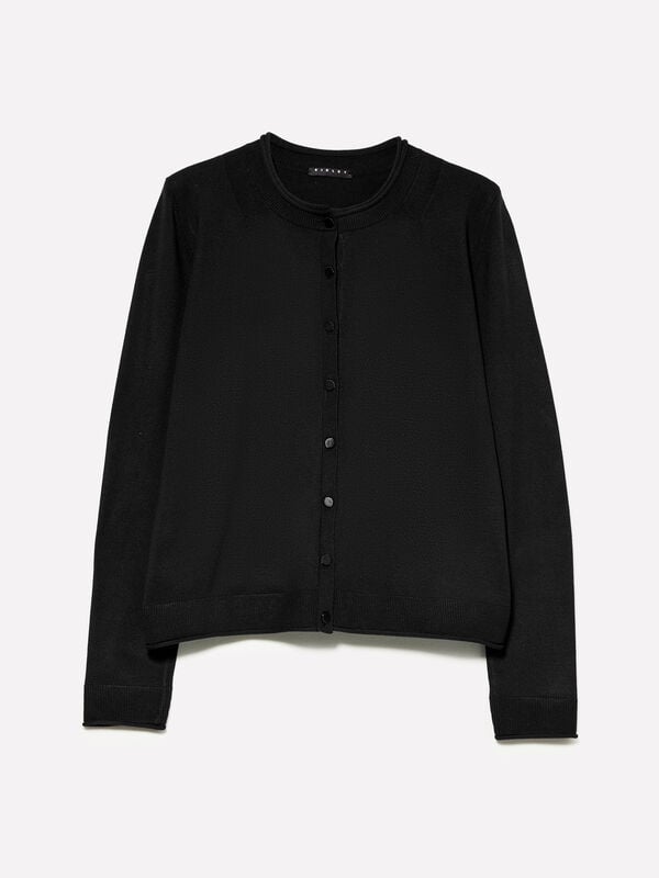 Schwarze Strickjacke mit normaler Passform - cardigans für damen | Sisley