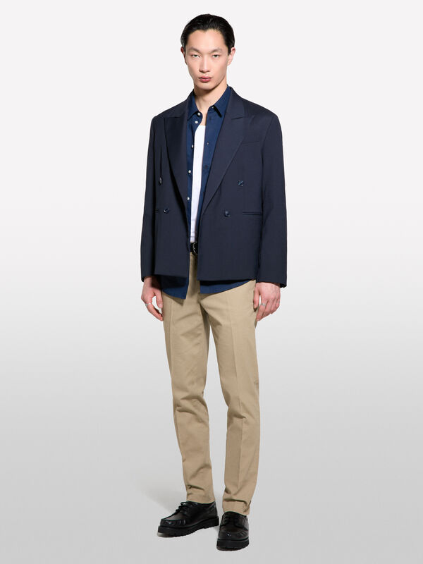 Texturierte Chinohose in Hellgrün - slim hosen für herren | Sisley