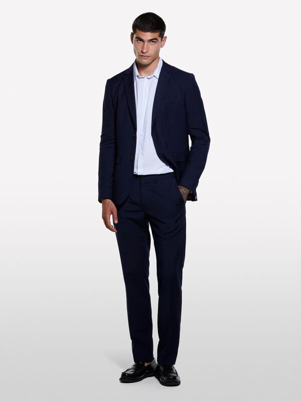 Dunkelblaue, maßgeschneiderte Hose - slim hosen für herren | Sisley
