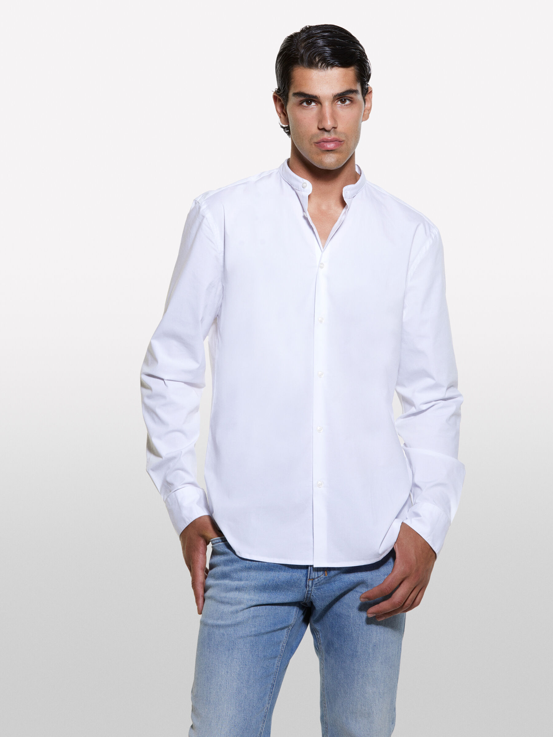 Weißes hemd stehkragen slim fit Clearance