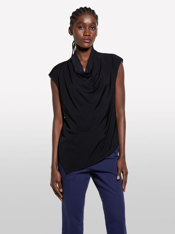 Drapiertes Top in Schwarz - top f&uuml;r damen | Sisley