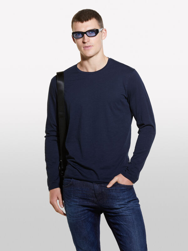 T-Shirt slim fit, 100% Baumwolle. - langärmeliges t-shirt für herren | Sisley
