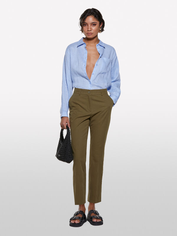 Militärgrüne Flare-Fit-Hose - flare hosen für damen | Sisley