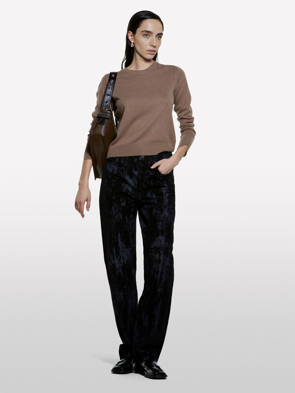 Brauner Pullover mit Rundhalsausschnitt - rundhalspullover für damen | Sisley