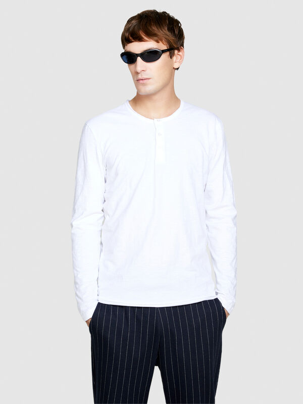 Serafino-Shirt mit langen Ärmeln - langärmeliges t-shirt für herren | Sisley