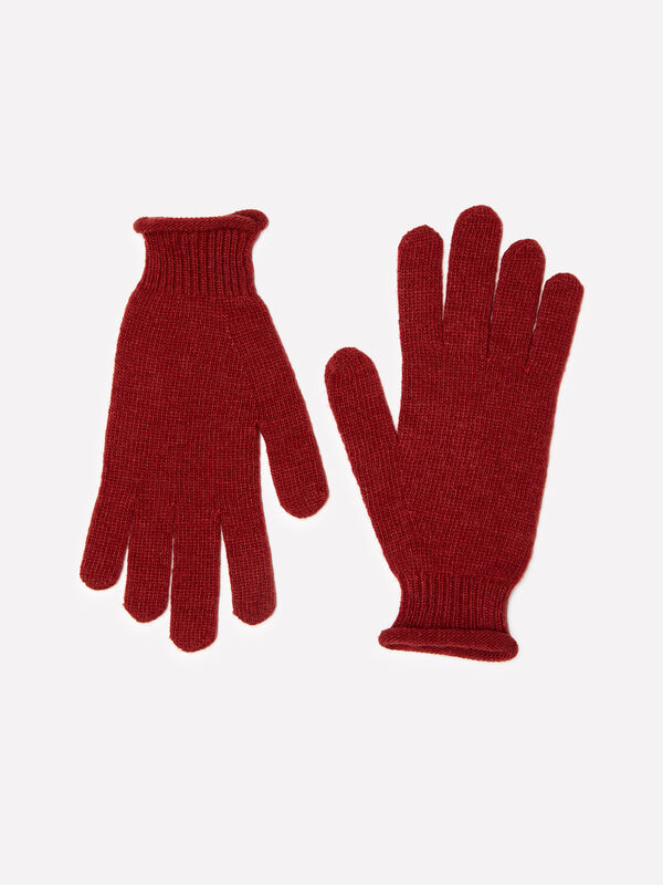 Ziegelrote Handschuhe aus Kaschmirmischung - handschuhe für damen | Sisley