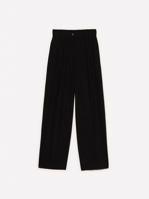 Schwarze Palazzohose mit Bügelfalten Schwarze Palazzohose mit Bügelfalten - palazzo hosen für damen | Sisley