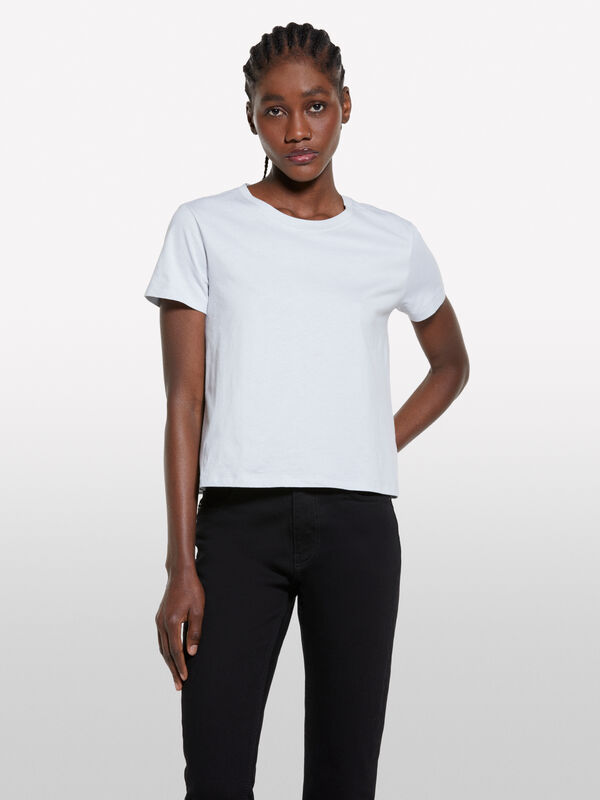 Hellgraues T-Shirt boxy fit  - kurzärmeliges t-shirt für damen | Sisley