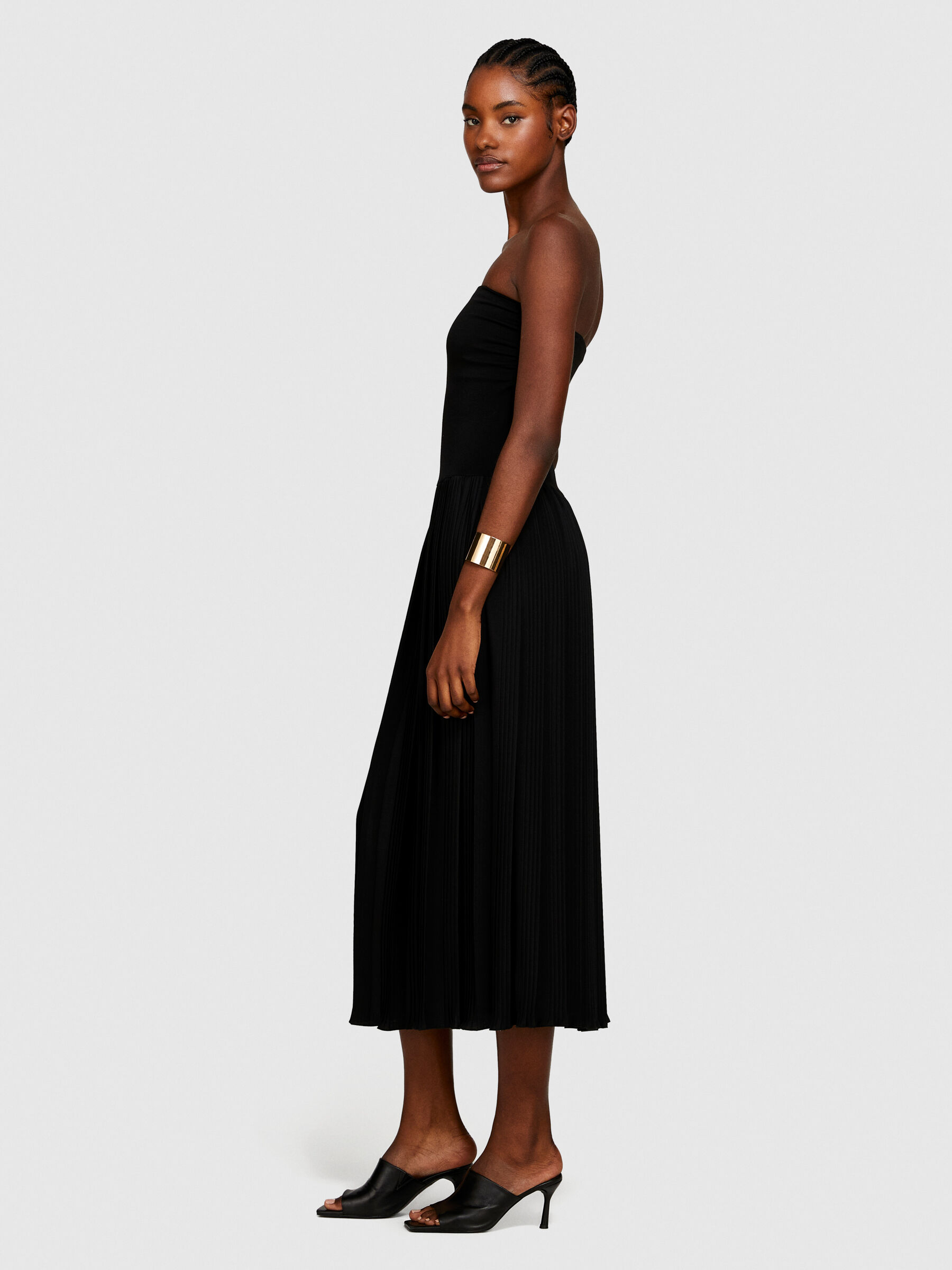 Plissee kleid schwarz midi clearance
