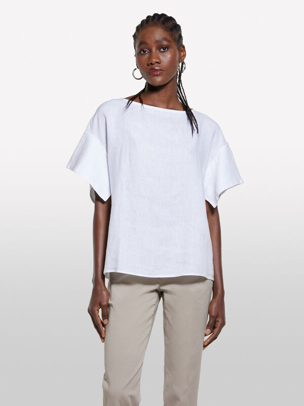 Weiße Bluse aus 100% Leinen - blusen für damen | Sisley