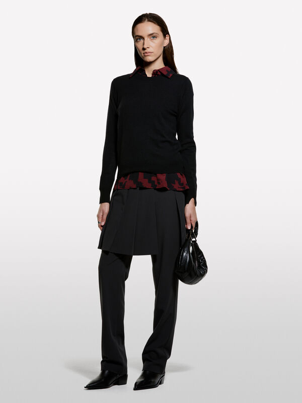 Schwarzer Pullover mit Rundhalsausschnitt - rundhalspullover für damen | Sisley