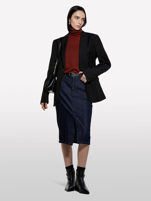 Ziegelroter Rollkragenpullover aus Wollmischung - pullover hoher kragen für damen | Sisley