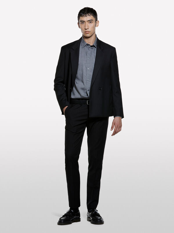 Dunkelgraues Button-Down-Hemd - regular hemden für herren | Sisley