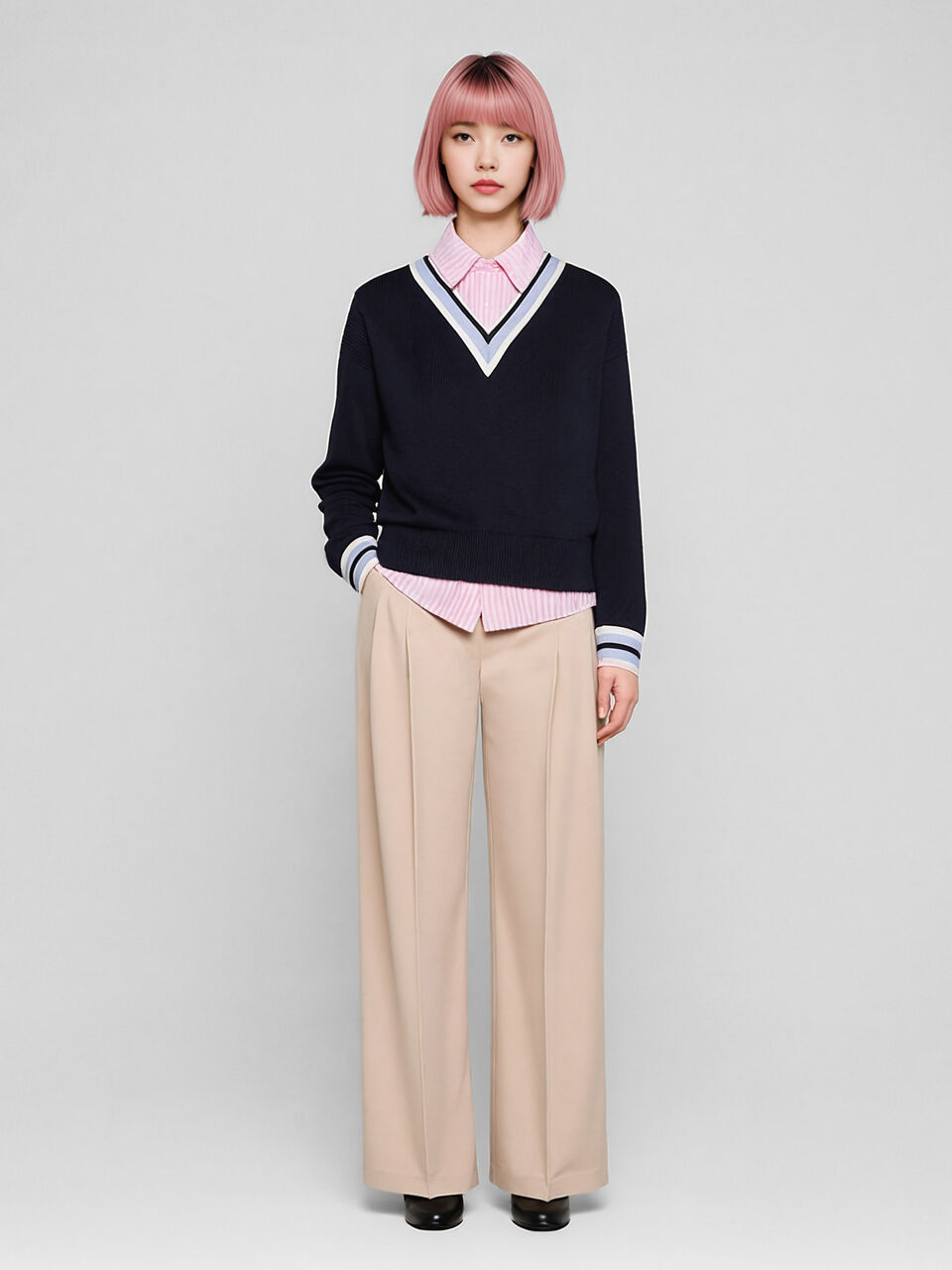 V NECK SWEATER L/S Damen image number null