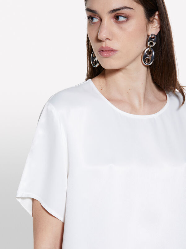 Bluse in creme-weißem Satin - blusen für damen | Sisley