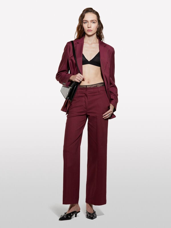 Burgunderhose mit weiter Passform Burgunderhose mit weiter Passform - palazzo hosen für damen | Sisley