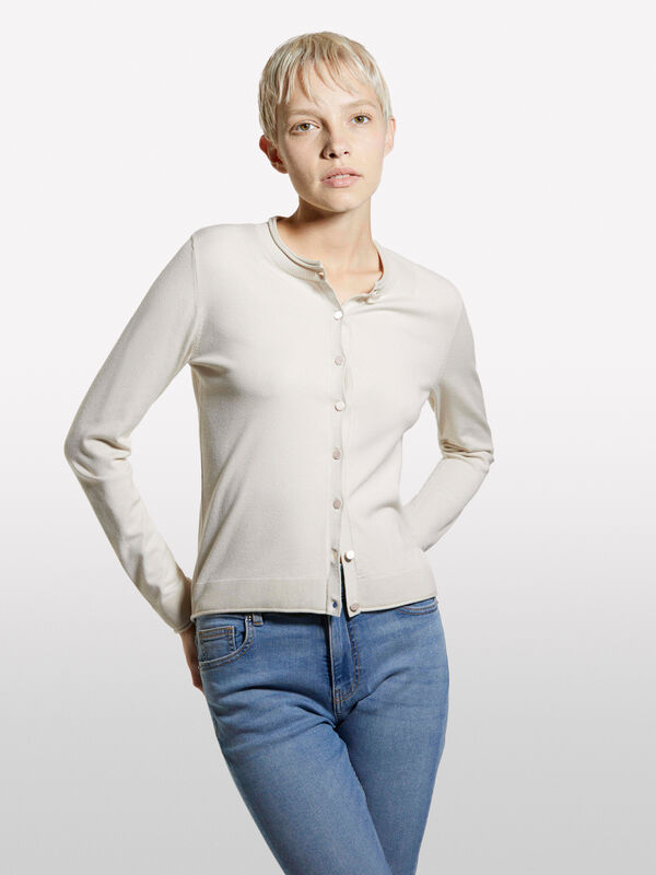Beige Strickjacke mit normaler Passform - cardigans für damen | Sisley