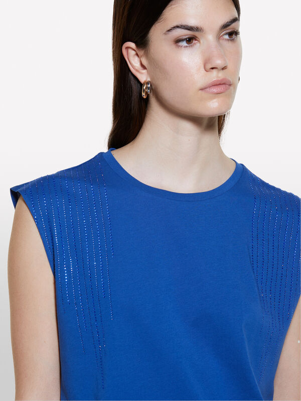 Blaues Tanktop mit Strass - top für damen | Sisley