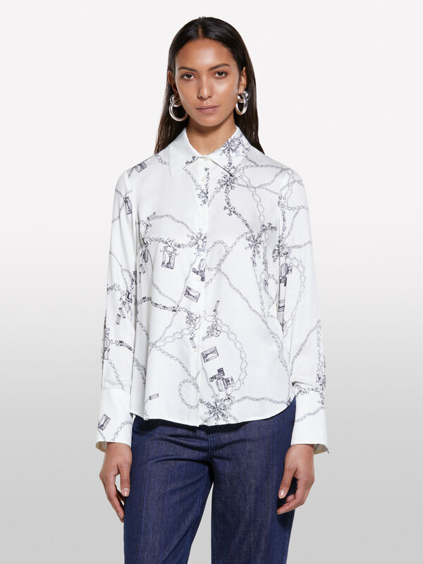Creme-weißes, bedrucktes Hemd - hemden für damen | Sisley