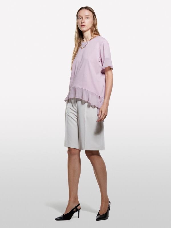 Rosa T-Shirt mit Rüschen Rosa T-Shirt mit Rüschen - kurzärmeliges t-shirt für damen | Sisley