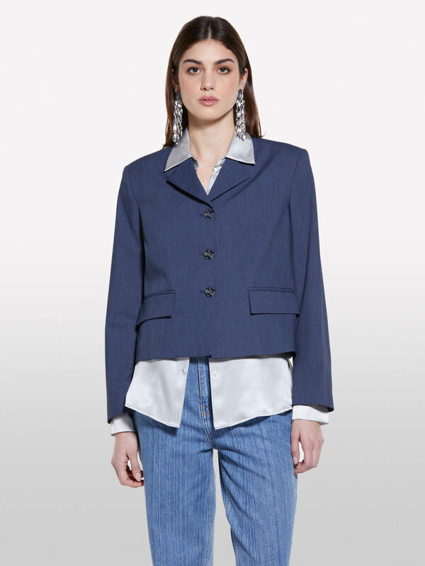 Kurze Jacke in Dunkelblau - blazer für damen | Sisley