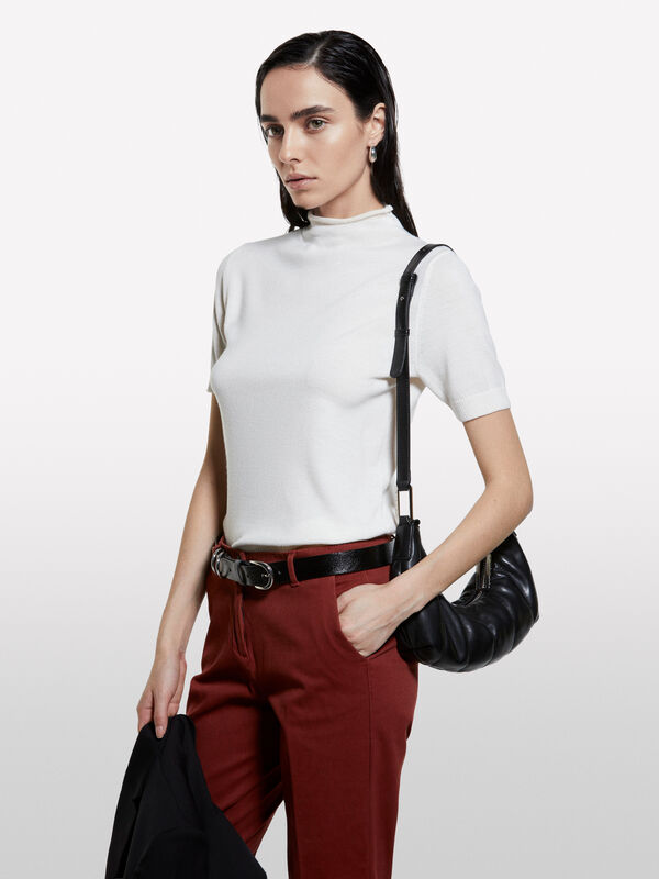 Blaues Kurzarmhemd - pullover hoher kragen für damen | Sisley