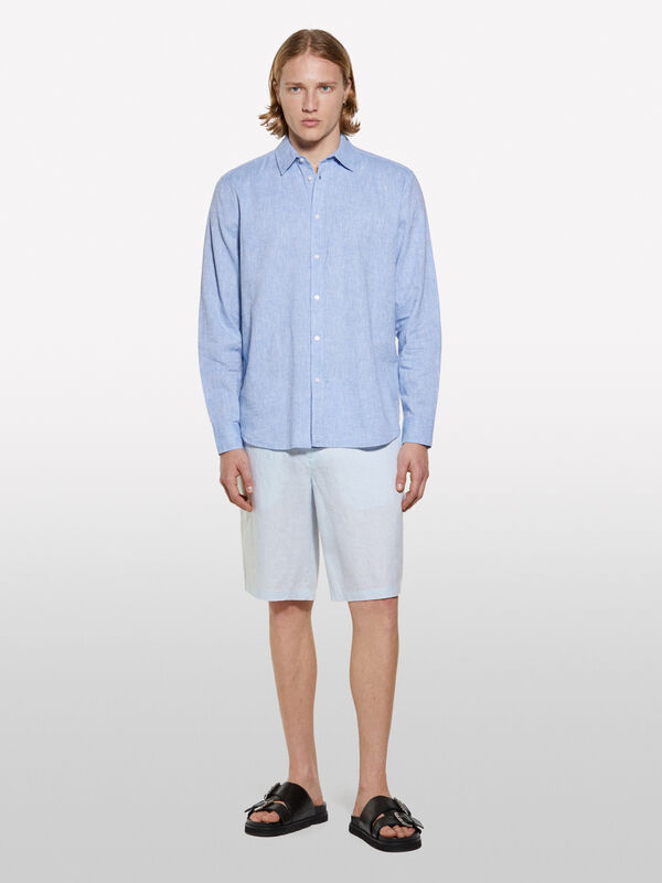 Hellblaue Bermudashorts aus 100% Leinen - shorts für herren | Sisley