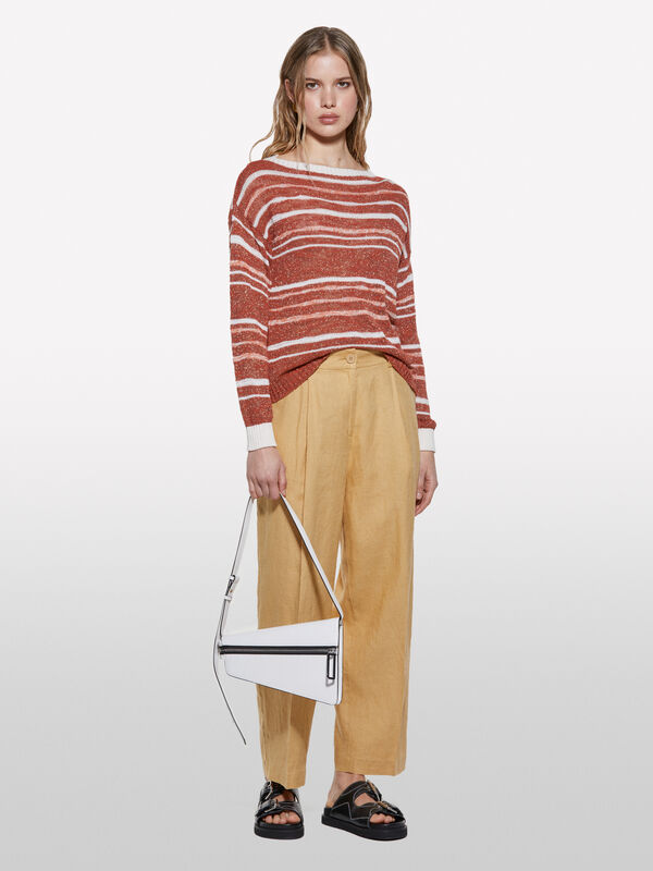 Senffarbene Hose mit entspannter Passform aus 100% Leinen - regular hosen für damen | Sisley